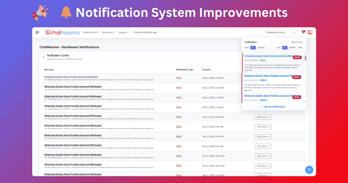 ChatMaxima Product Updates - 11 October 2025