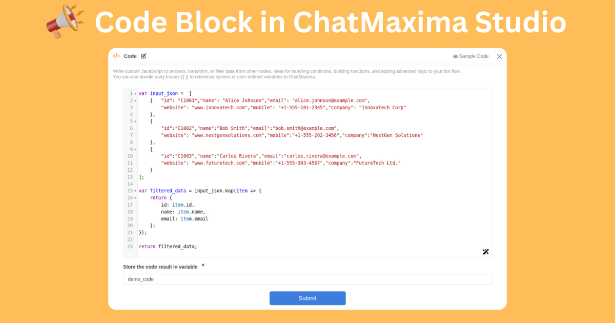 Code Block in ChatMaxima Studio 🧩